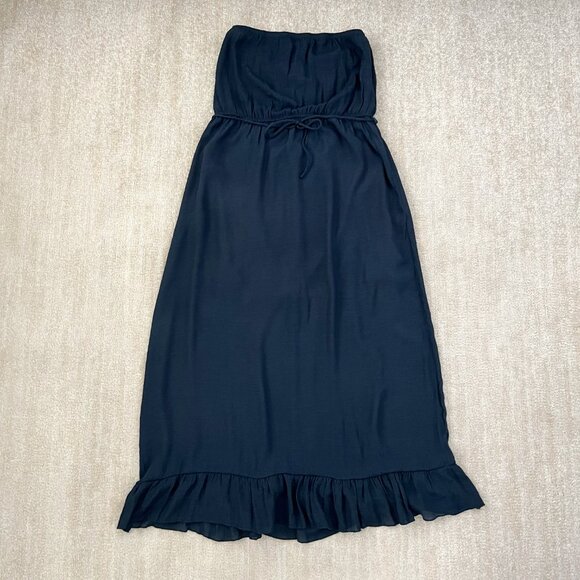 Andrea Missy Blue Boho Strapless Summer Maxi Dress L - Picture 1 of 11